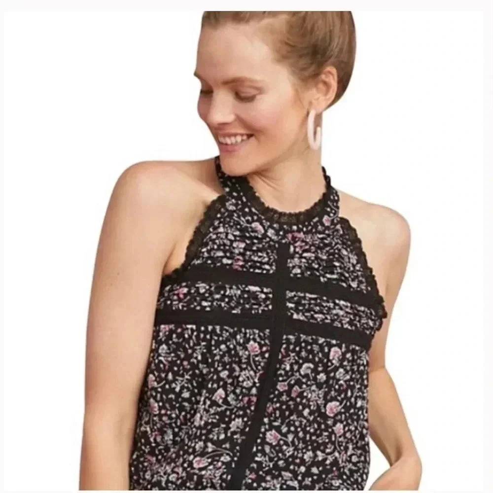 Anthropologie Maeve Halter Floral Sleeveless Top Size Small
